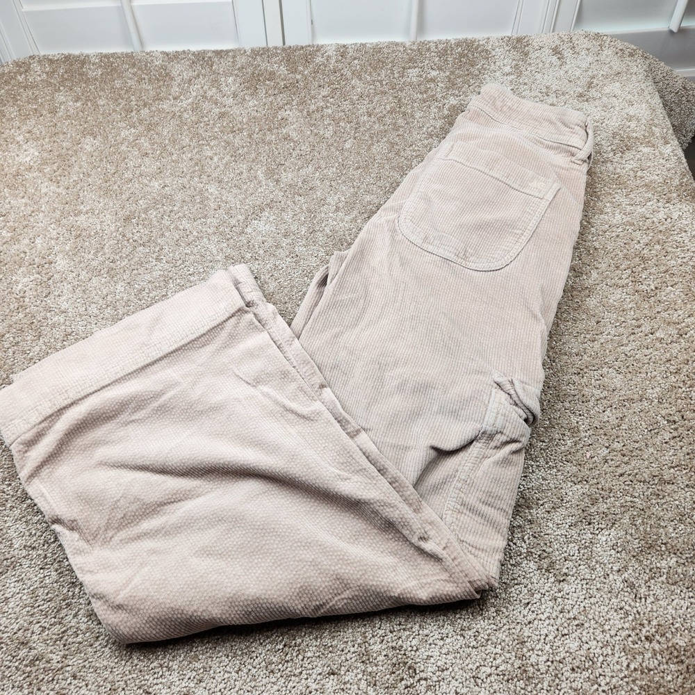 American Eagle Super High Rise Baggy Wide Leg Corduroy Cargo‎ Pants Tan 0 Short